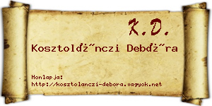 Kosztolánczi Debóra névjegykártya
